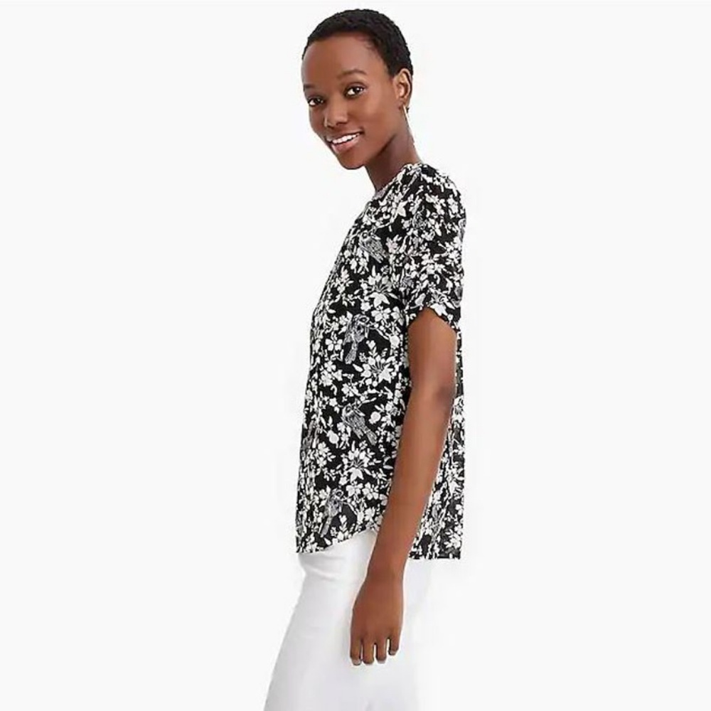 🍄SOLD🍄J.Crew Ruched-Sleeve Floral Blouse - Picture 7 of 8